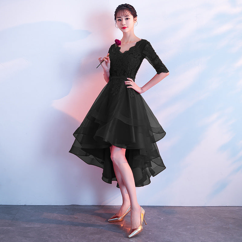 Banquet Elegant Long Black Ladies Annual Meeting Dress